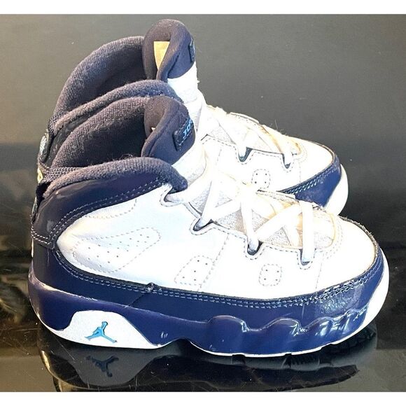 Air Jordan 9 IX Retro UNC White University Blue Shoes Toddler SZ 8C 401812 145 - Picture 5 of 11
